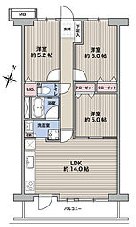 グリーンライフ蕨市民公園 3LDKの間取図画像