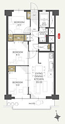 川口サマリヤマンション 3LDKの間取図画像
