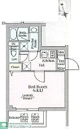 アイルプレミアム西新宿 3階1Kの間取り