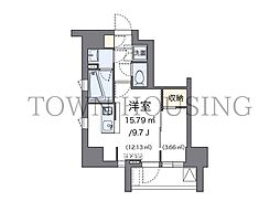 東京メトロ南北線 麻布十番駅 徒歩10分の賃貸マンション 4階ワンルームの間取り