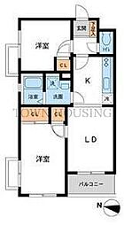 鉄飛坂マンション 3階2LDKの間取り