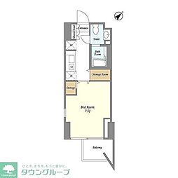 パークフラッツ祐天寺 3階1Kの間取り