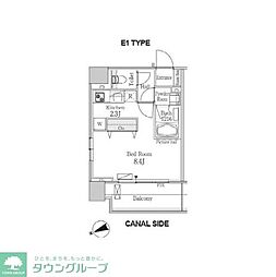 パークフラッツ芝浦 7階ワンルームの間取り