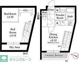 目黒区洗足1丁目マンション 2DKの間取図画像