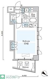 オーキッドレジデンス六本木 ワンルームの間取図画像