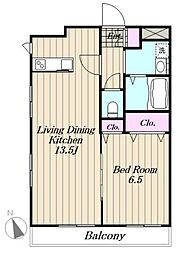 メゾンルヴェール 1LDKの間取図画像
