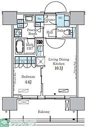 HARUMIFLAGPORTVILLAGEC棟 1LDKの間取図画像