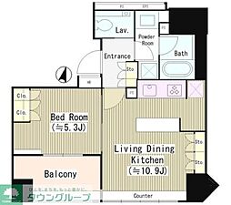 パークリュクス西麻布 1LDKの間取図画像