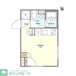 TAKANAWACUBEWest ワンルームの間取図画像