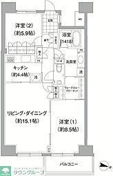 アビティ目黒 2LDKの間取図画像