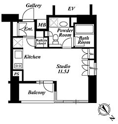 プレミアブラン代々木公園 ワンルームの間取図画像