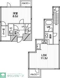 アーバンフラッツ目黒本町 1LDKの間取図画像
