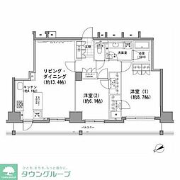 パークハビオ八丁堀 2LDKの間取図画像