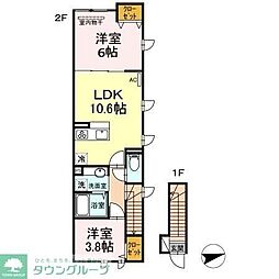 アンジュール等々力 2LDKの間取図画像