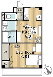 ミレイユ駒場 1LDKの間取図画像