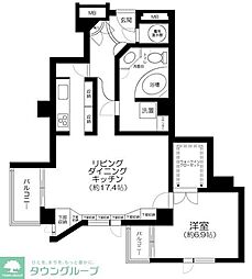 セントラル乃木坂 1LDKの間取図画像