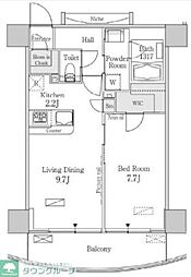 PARKFLATS芝浦 1LDKの間取図画像