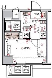 ハーモニーレジデンス大森ウエスト 1Kの間取図画像