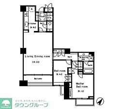 パークアクシス南麻布 2LDKの間取図画像