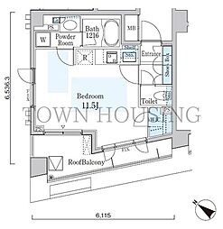 オーキッドレジデンス六本木 ワンルームの間取図画像