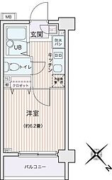 エコロジー都立大学レジデンス 1Kの間取図画像
