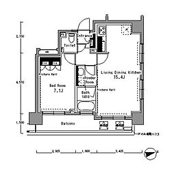 パークアクシス渋谷桜丘SOUTH 1LDKの間取図画像