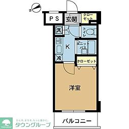 スカイコート・ヴィーダ五反田ウエスト 1Kの間取図画像