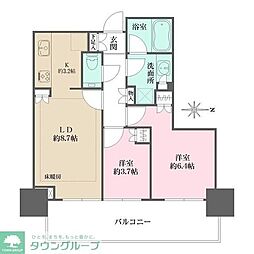 大崎ステーションレジデンス 2LDKの間取図画像