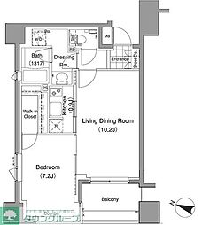 パークハビオ赤坂氷川町 1LDKの間取図画像