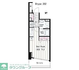二葉アパートメント ワンルームの間取図画像