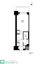 プライマル勝どき 1Kの間取図画像