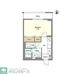 CasaLunaSolIkegami 1Kの間取図画像