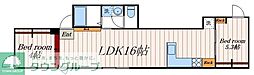 Teams Nishi-Gotanda 2LDKの間取図画像