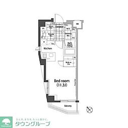 パークハビオ中目黒 ワンルームの間取図画像