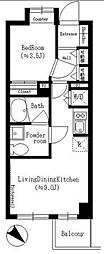 パークアクシス六本木檜町公園 1LDKの間取図画像