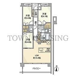 JR山手線 目黒駅 徒歩18分の賃貸マンション 3階3LDKの間取り