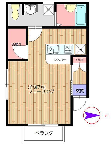 東京都練馬区旭丘2丁目(賃貸アパート1K・2階・26.35㎡)の写真 その2