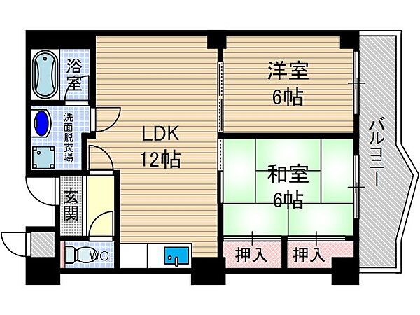 ピアドミール ｜大阪府茨木市若園町(賃貸マンション2LDK・2階・56.00㎡)の写真 その2