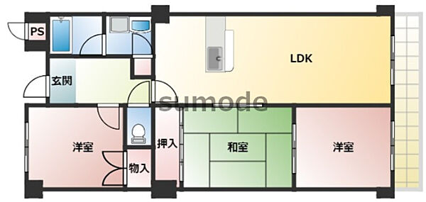 メゾンラフィーヌ奥野 ｜大阪府茨木市真砂2丁目(賃貸マンション3LDK・6階・75.00㎡)の写真 その2