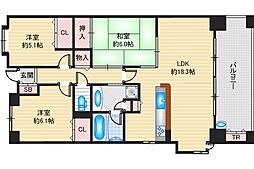 ルナコート千里丘の街 7階3LDKの間取り