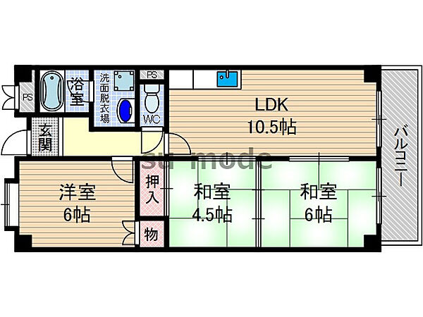 コーポ北 ｜大阪府茨木市畑田町(賃貸マンション3LDK・2階・57.50㎡)の写真 その2