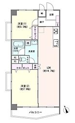 カーサ桜上水 2LDKの間取図画像
