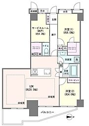 ライオンズガーデンヒルズ白山 2SLDKの間取図画像