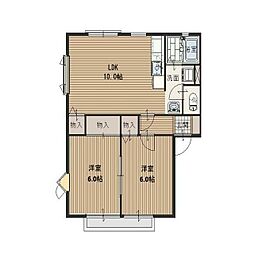 アメニティ2番館 2LDKの間取図画像