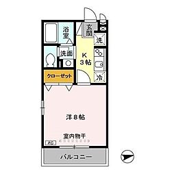 モナリエールジョイ 1Kの間取図画像