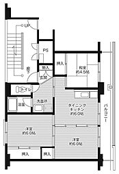 ビレッジハウスかわもと1 3DKの間取図画像