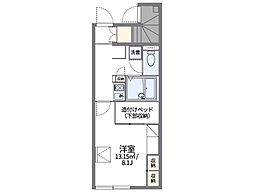 レオパレス新町2 1Kの間取図画像