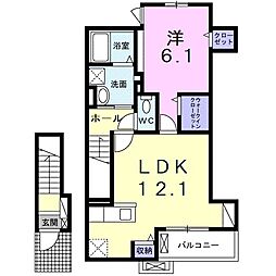 リアンラポール輝 1LDKの間取図画像
