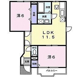 コスモス2 2LDKの間取図画像