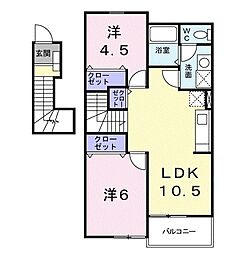 コルティーレB 2LDKの間取図画像